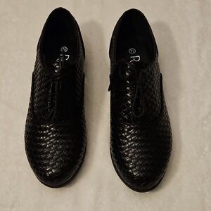 Refresh Hugo Black Woven Oxford Comfort Lace Up Women's Shoes Size 7.5